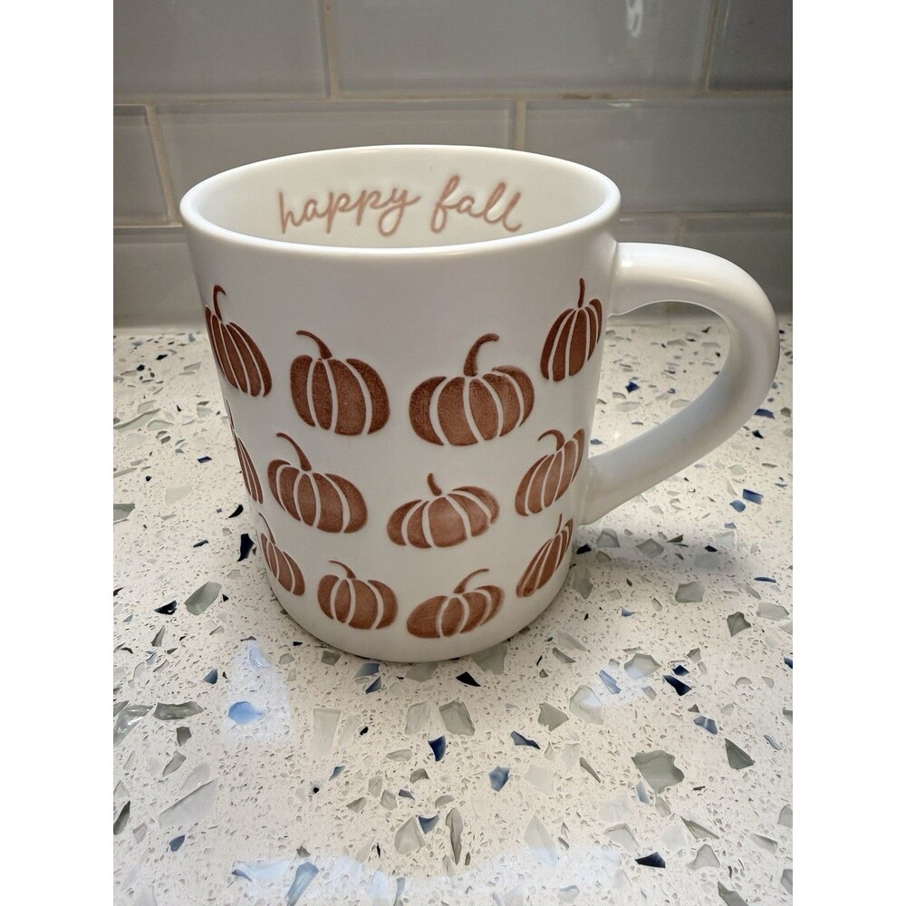 Happy Fall Stoneware Mug Threshold Target 2021 Orange Pumpkins 16 Ounce